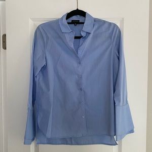 Blue collared dress shirt with bell sleeve - XS